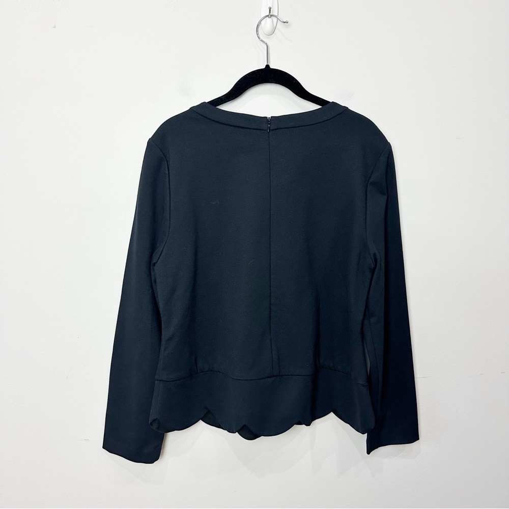 Kate Spade Ponte Scallop Top Black Knit - Picture 4 of 8